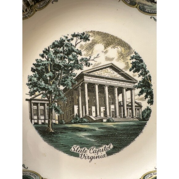 Vintage Virginia State Capitol Souvenir Plate 7.25" Capesco - Picture 2 of 10